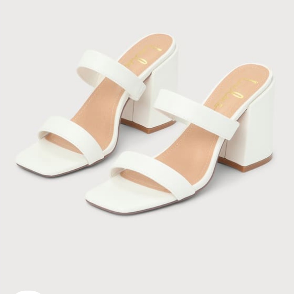 Lulus Quess White High Heel Slide Sandals